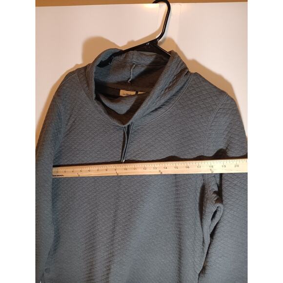 LL bean women sweater gray quilted cowl drawstring large - Picture 4 of 5
